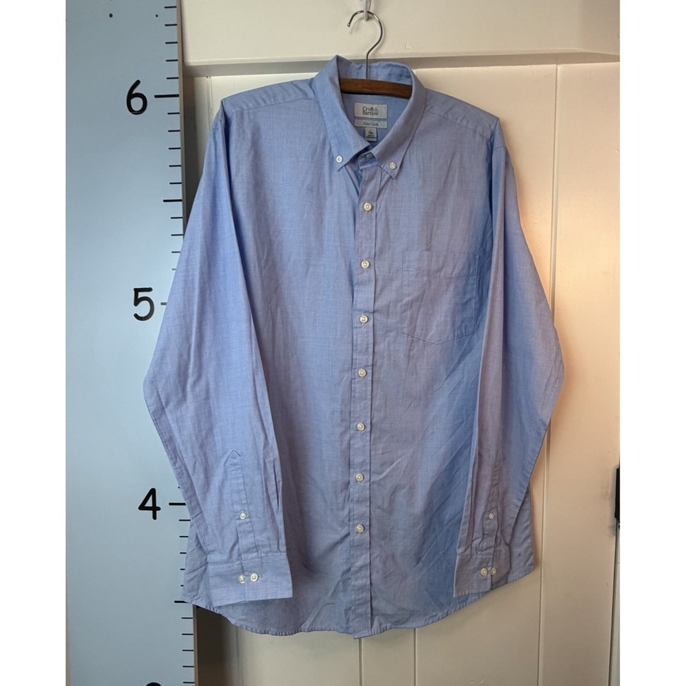 Croft & Barrow Blue Classic Fit Easy Care Button‎ Front Shirt Large Tall